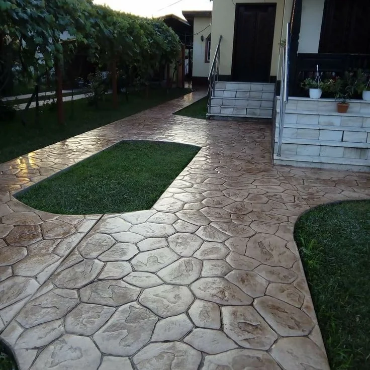 معلم الخرسانة المطبوعة الملونه صبة ديكور الختام صب