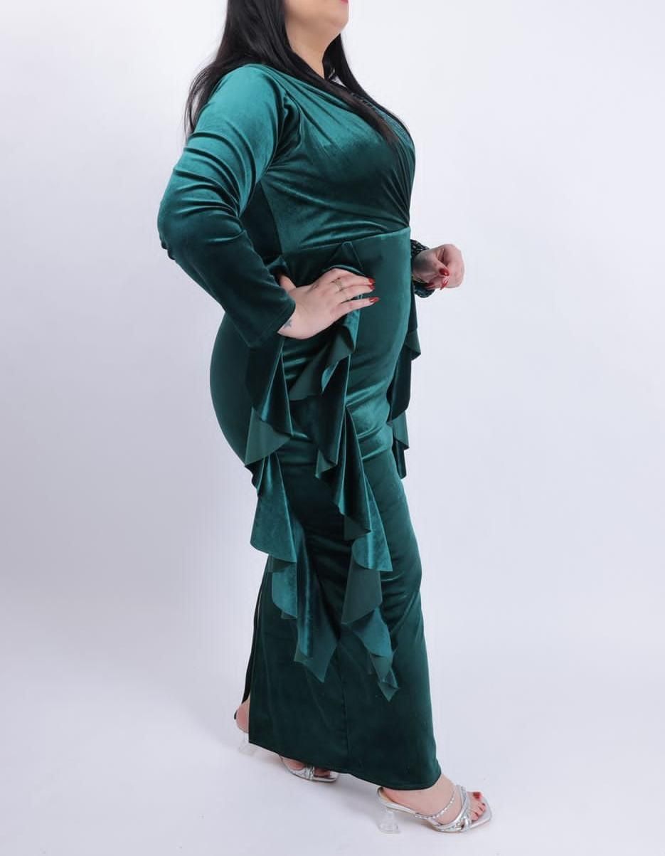 فستان نسائي فخامه قماش مخمل استرتش