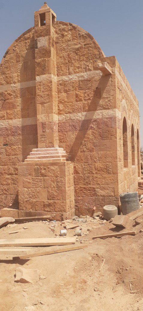 معلم بناء حجر طبيعي مجالس مشبات بيوت