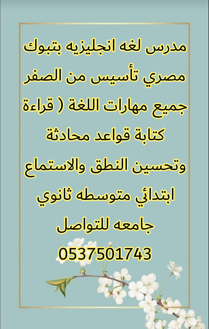 مدرس لغه انجليزيه بتبوك تأسيس من الصفر ودراسة المن