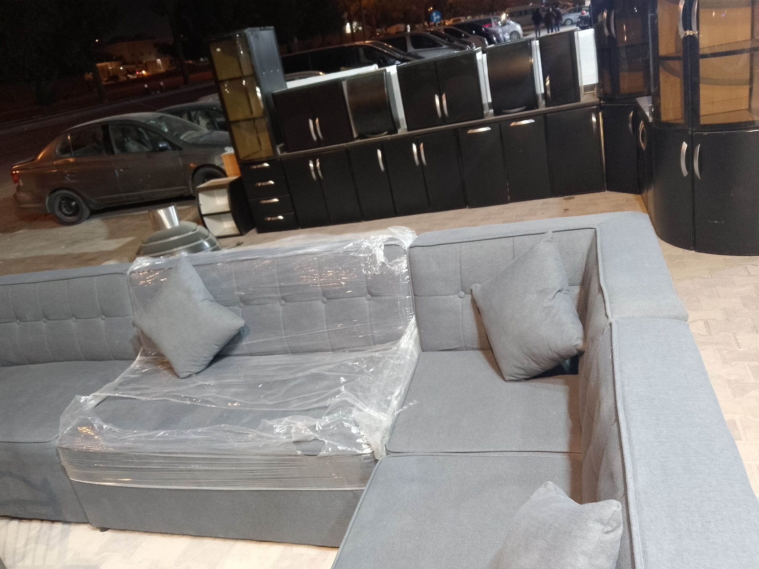 كنب أمريكي فخم إسبرنج حرف ال شبه الجديد