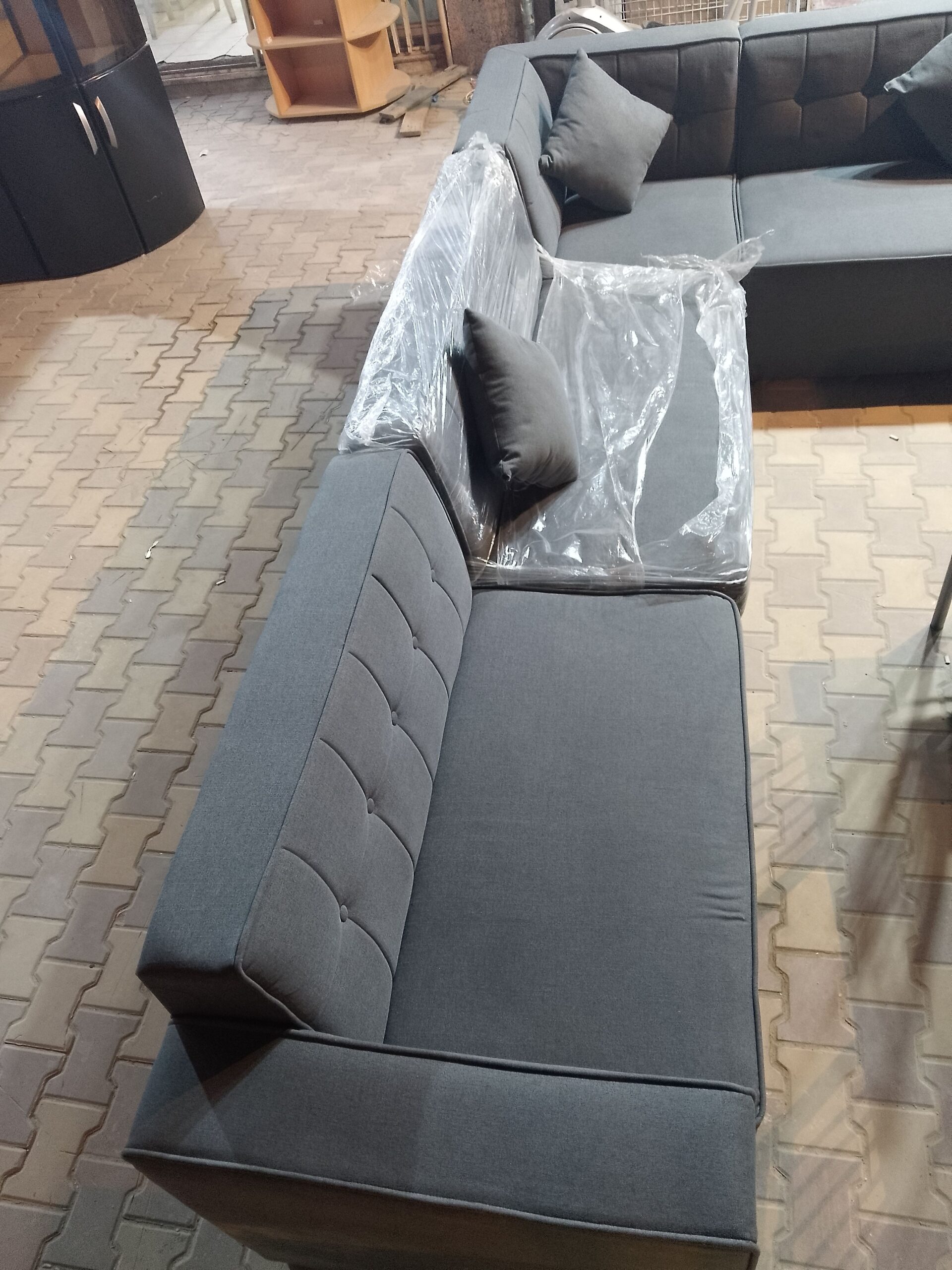 كنب أمريكي فخم إسبرنج حرف ال شبه الجديد