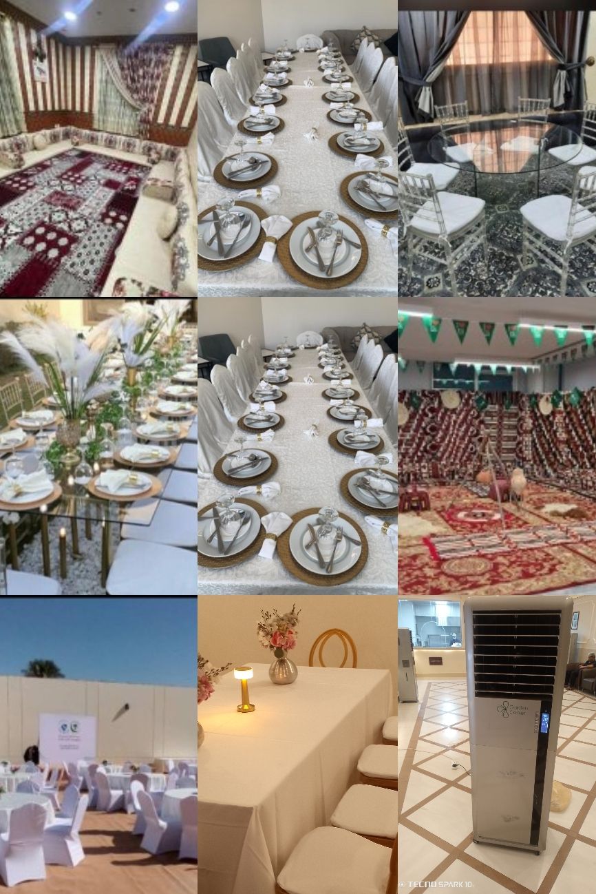 تاجير كراسي وطاولات وسماعات وزل ومكيفات وجلسات شعب