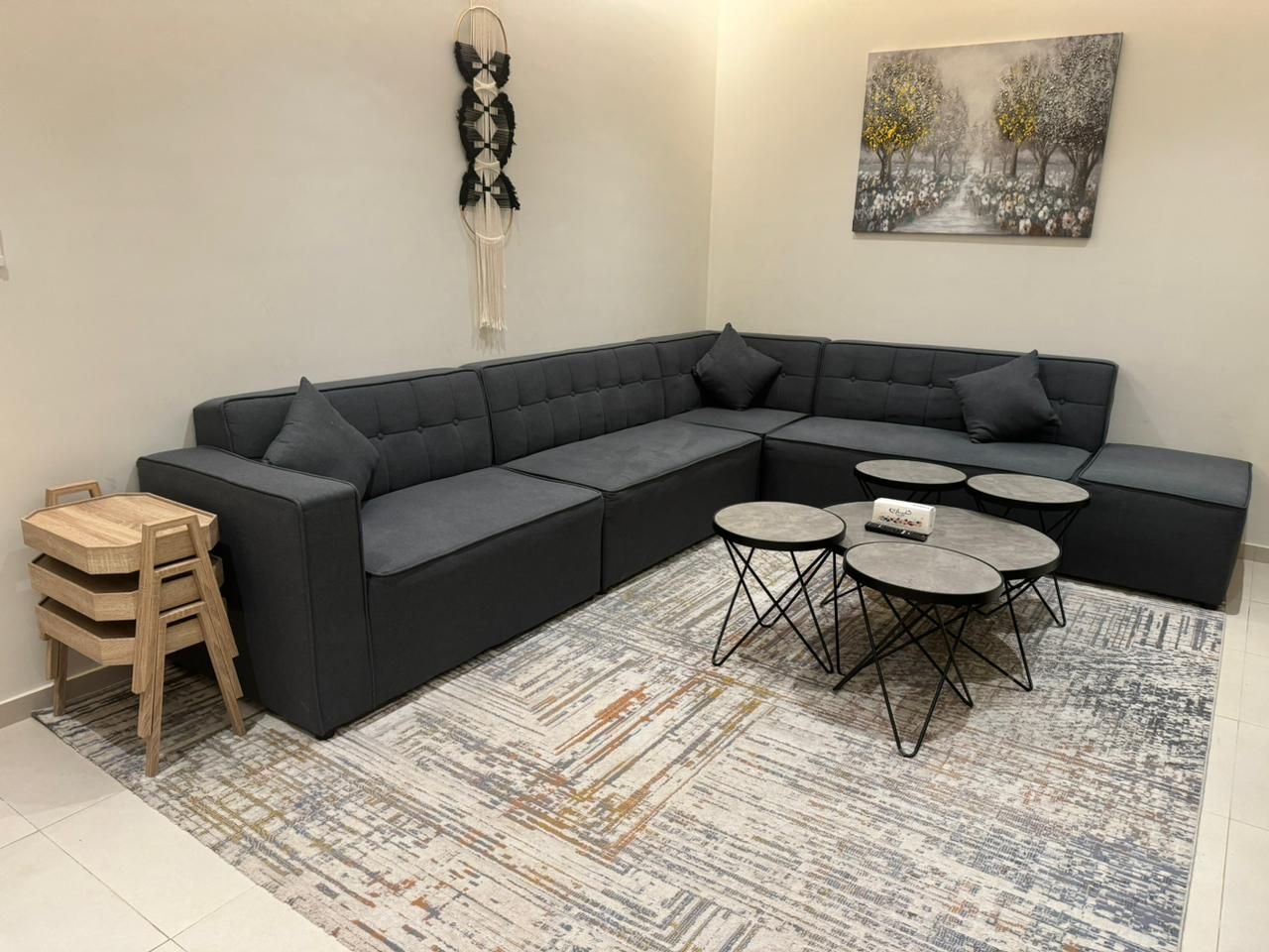 كنب أمريكي فخم إسبرنج حرف ال شبه الجديد