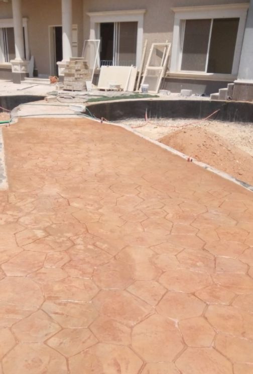 صبة مروحة الخرسانة المطبوعة الملونة الأرضيات السعو