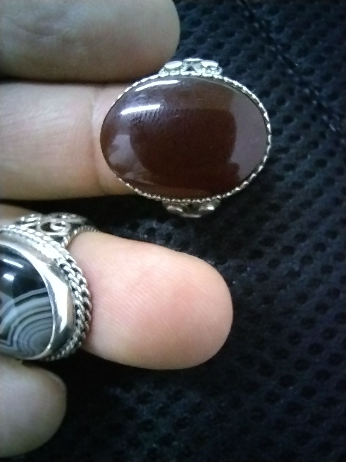 خواتم فضة رجالي عقيق يماني كرزي و مجزع واشكال كثير