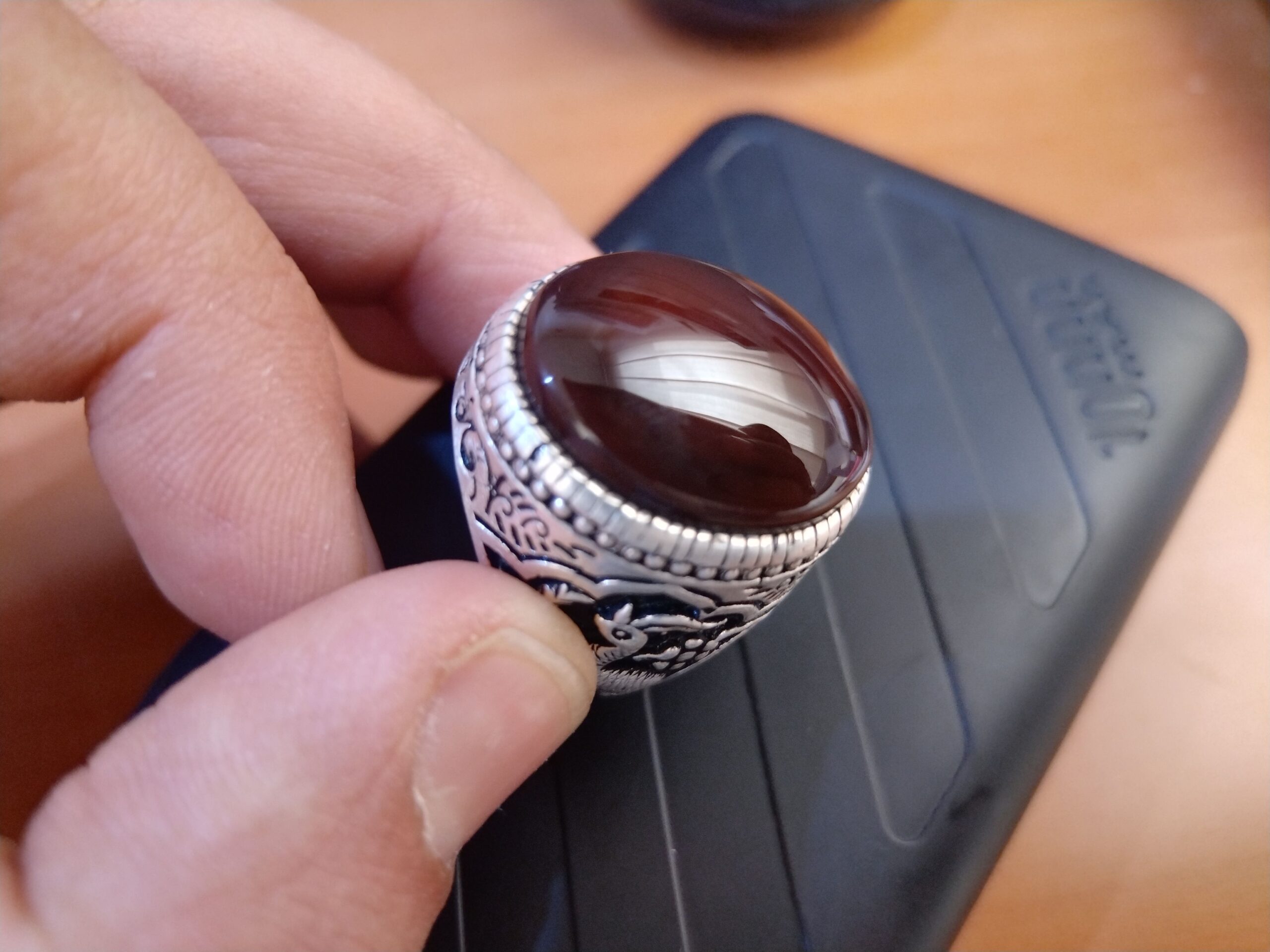 خواتم فضة رجالي عقيق يماني كرزي و مجزع واشكال كثير