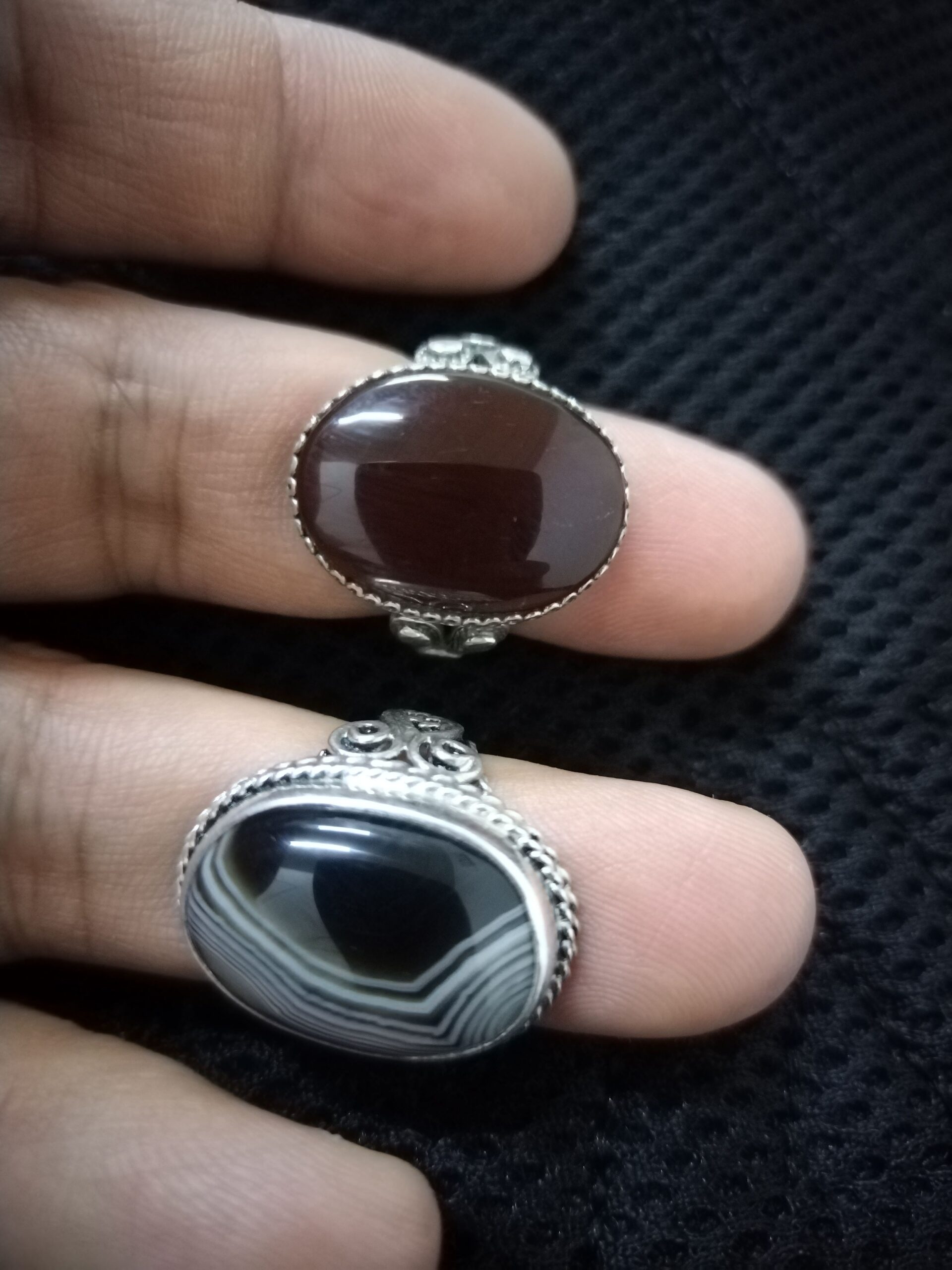 خواتم فضة رجالي عقيق يماني كرزي و مجزع واشكال كثير