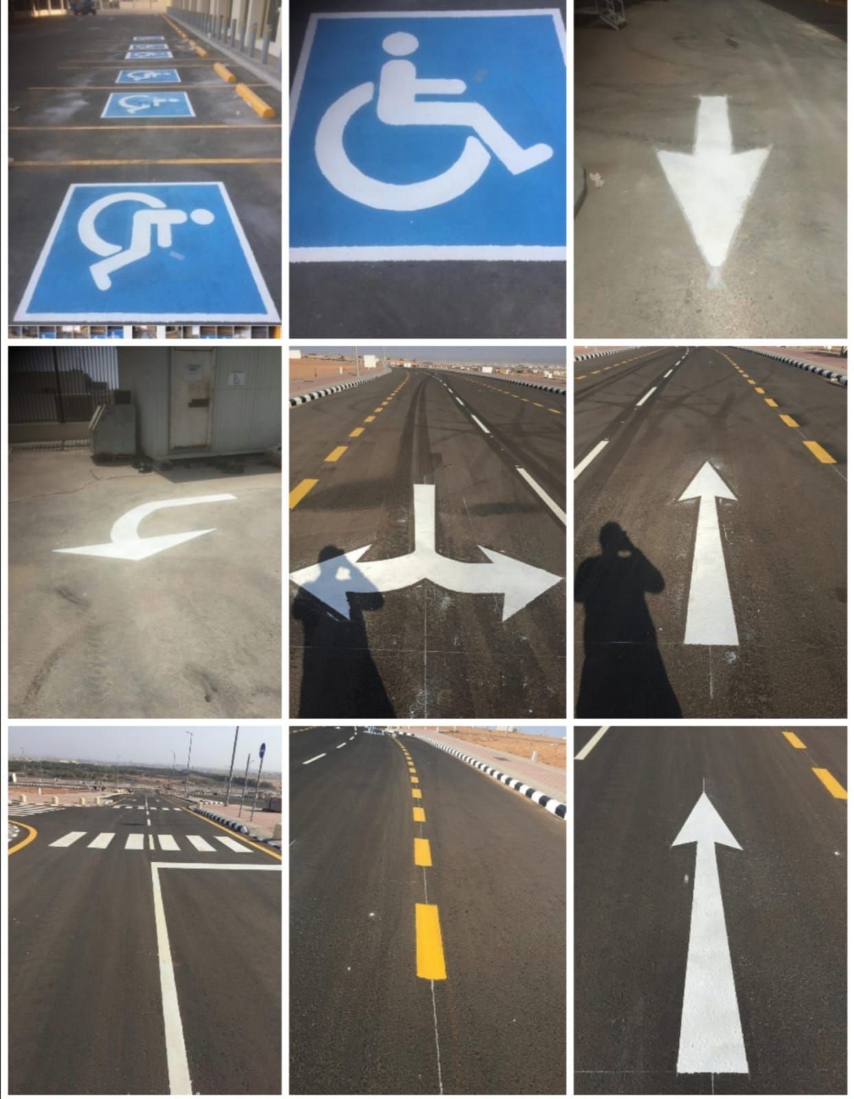 تخطيط مواقف سيارات وأسهم أرشاديه ومواقف ذوي الاحتي