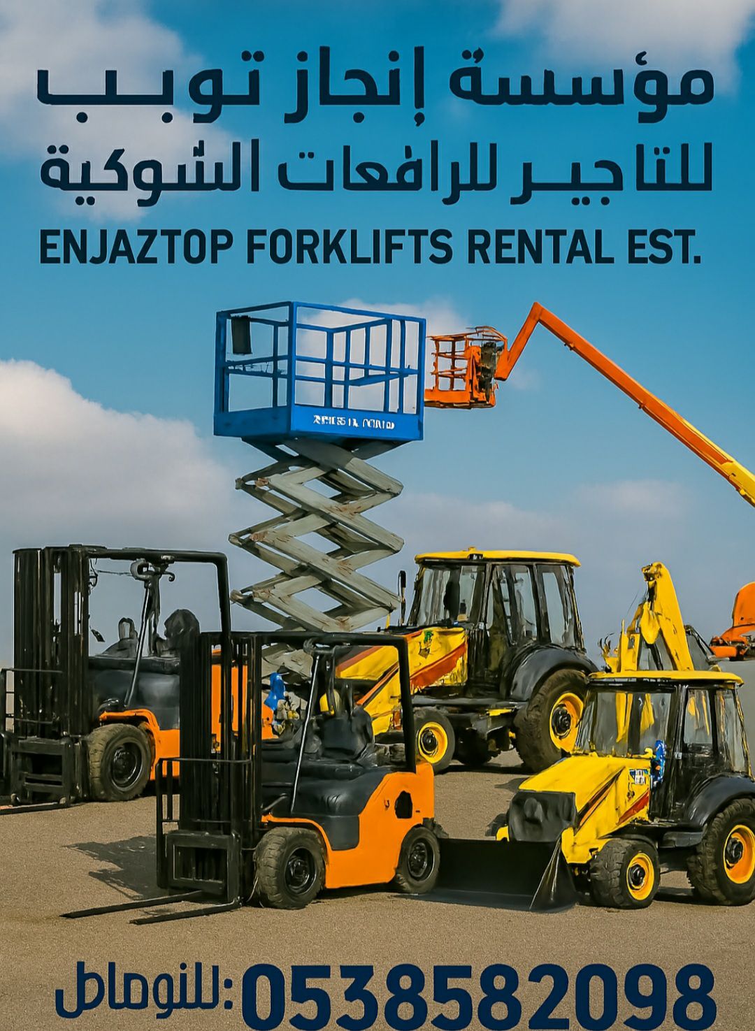 مؤسسة إنجاز توب للتاجير المعدات الثقيله والخفيفه