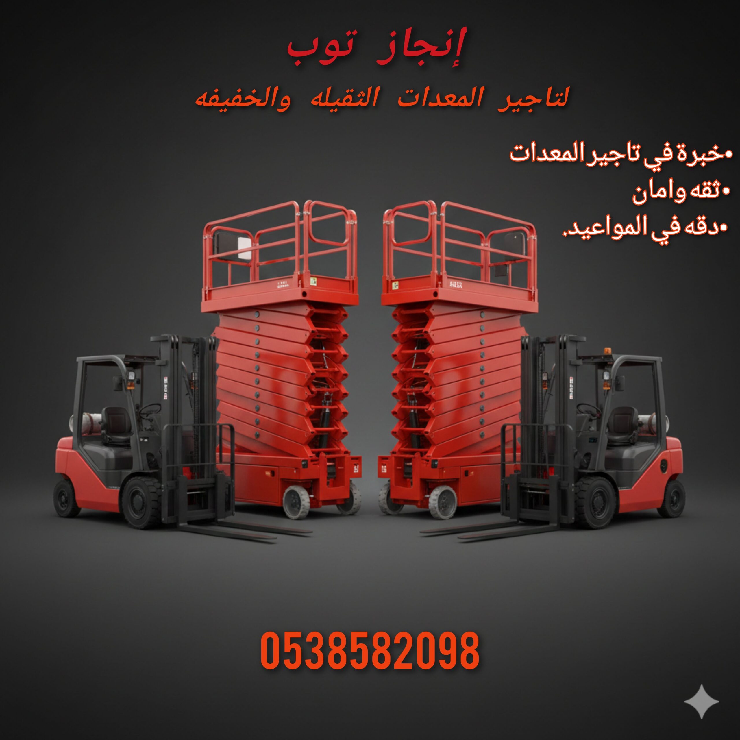 رافعات شوكية فوركلفت للايجار سيزرلفت للايجار