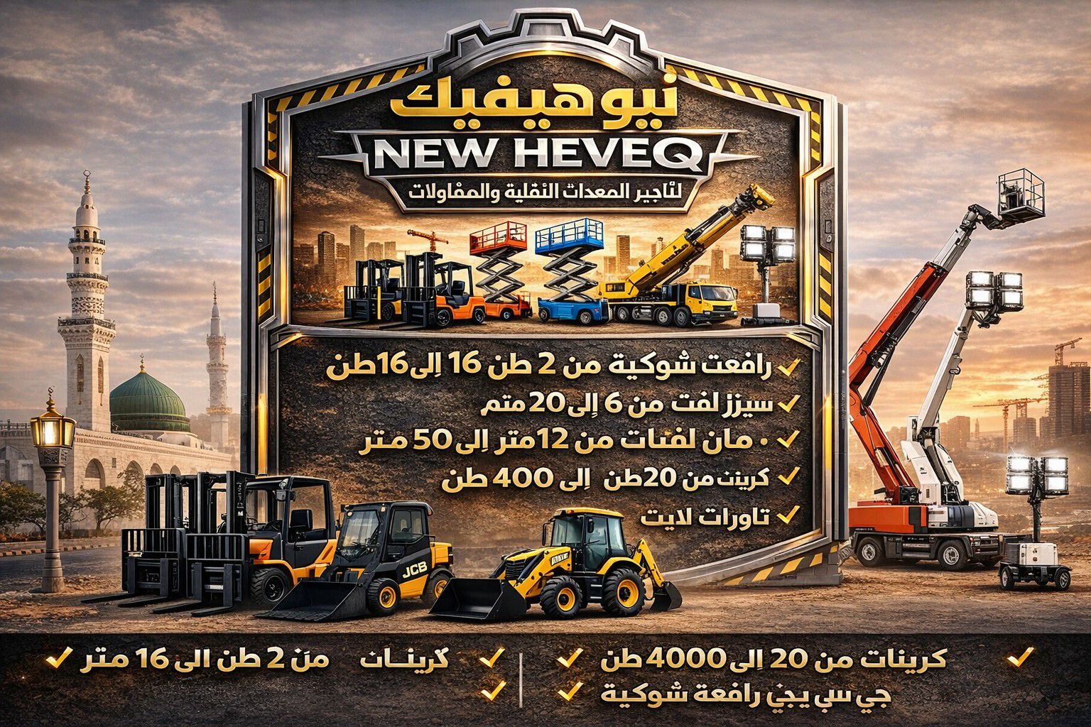 مان لفت سيزرلفت رافعه شوكية كرينات للايجار تبوك