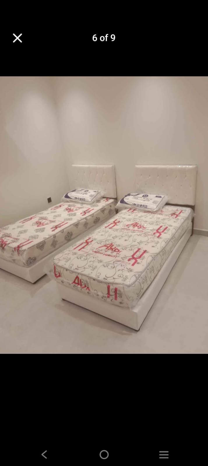 Bed and mattress and wardrobe
