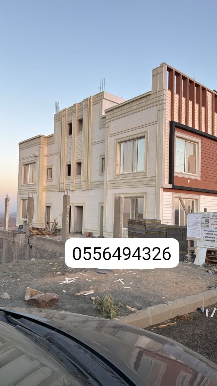 ديكورات خارجي سمنت ابيض بديل الحجر لمست ابدع ديكور