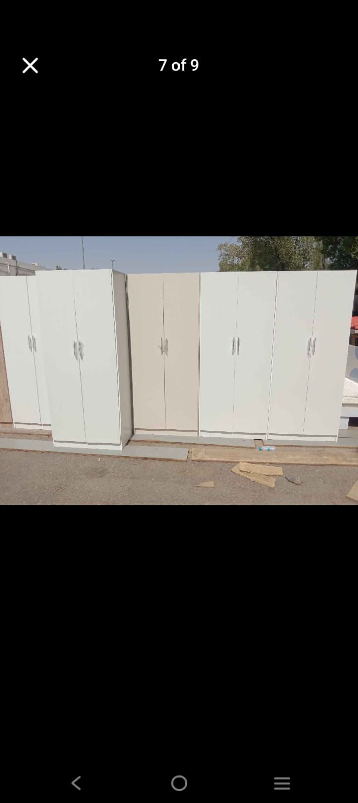 Bed and mattress and wardrobe