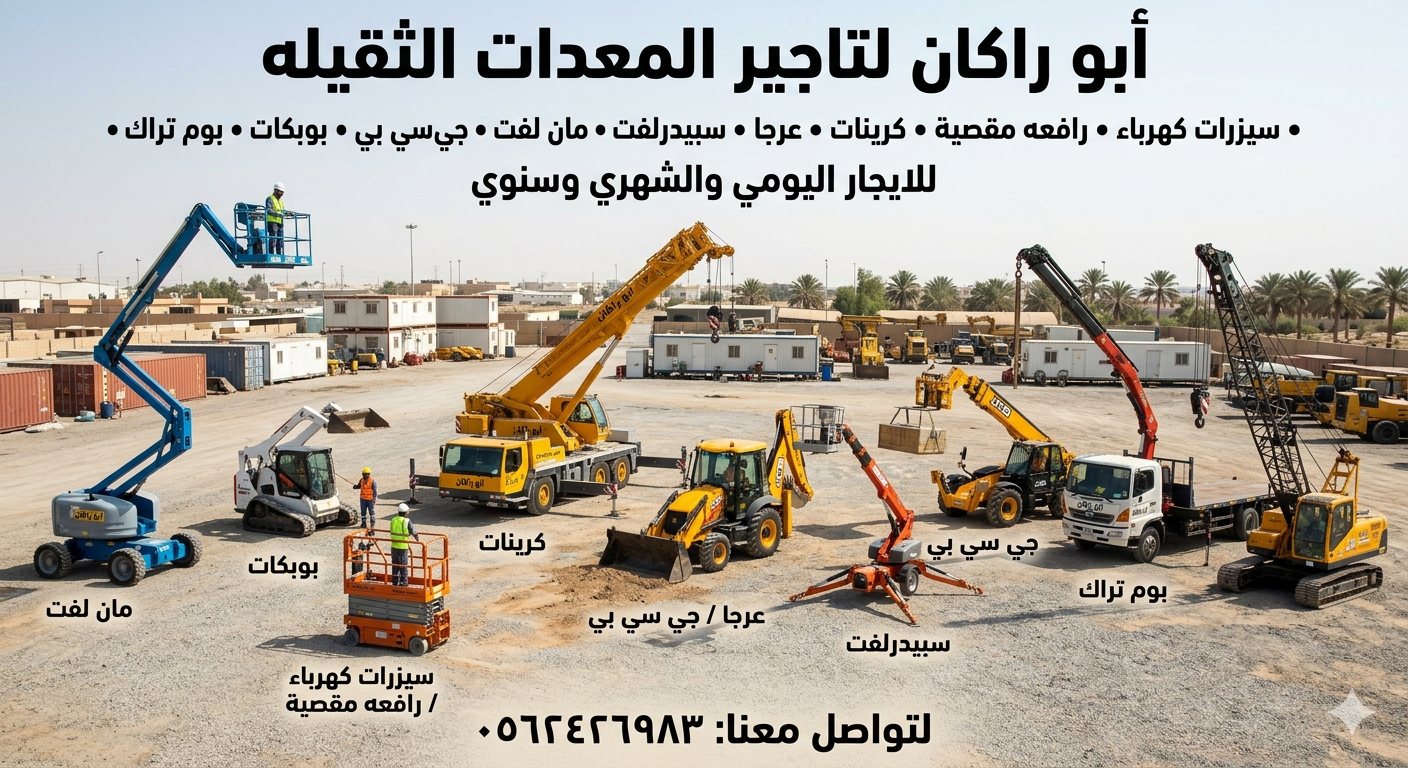 ابو راكان لتاجير المعدات الثقيله سيزرات كهرباء راف