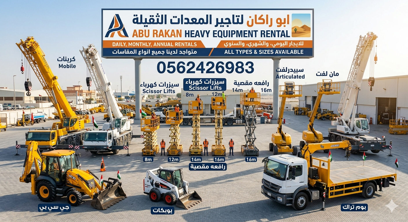 ابو راكان لتاجير المعدات الثقيله سيزرات كهرباء راف