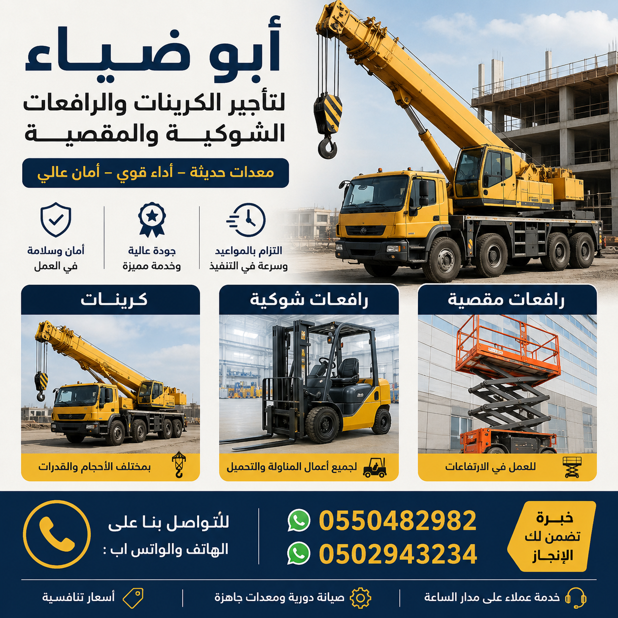 🏗️ تأجير سيزر لفت 6م، 8م، 12م وحتى 22م | مان لفت |