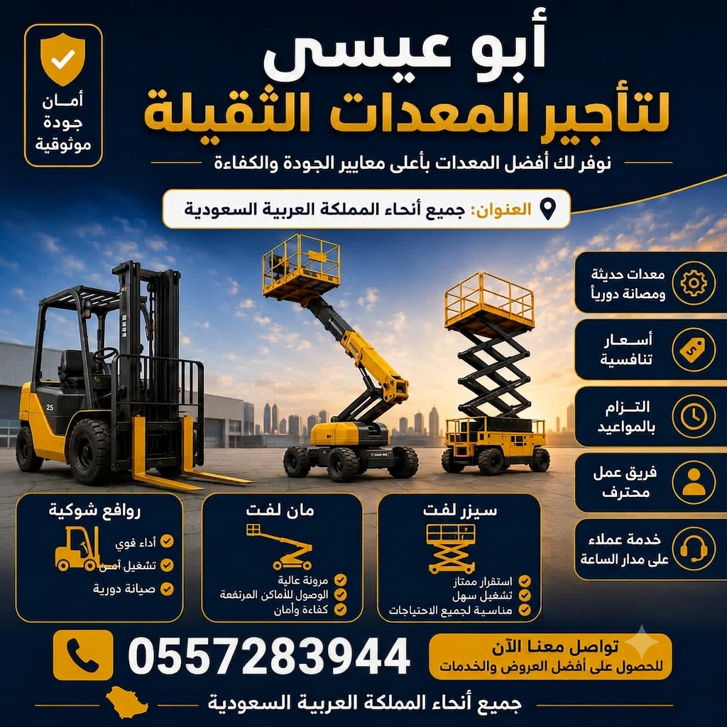 سيزرلفت للايجار مان لفت سيزر لفت رافعات شوكيه للاي